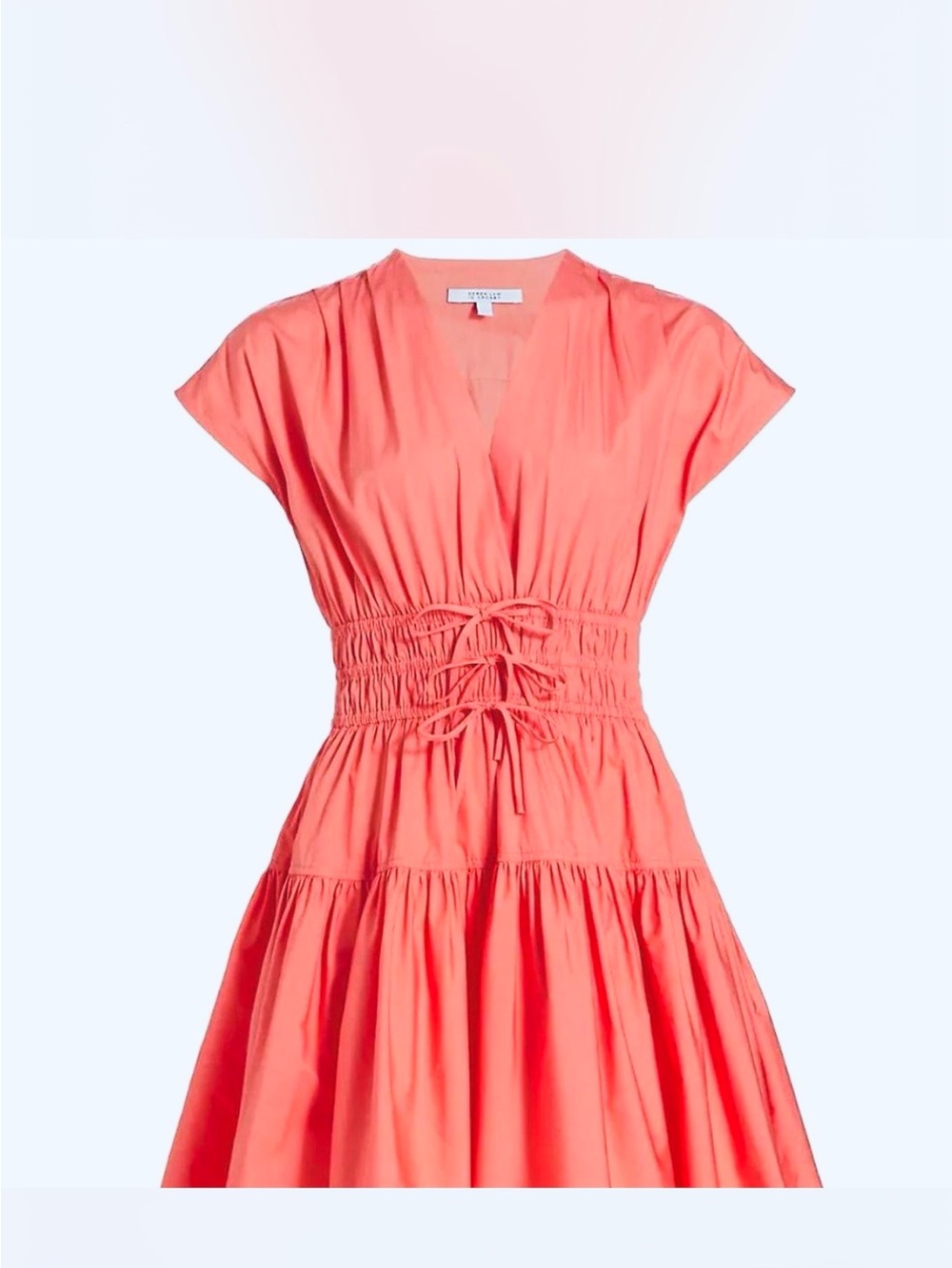 10 Crosby Derek Lam Coral V-Neck Drawstring Waist Midi Dress